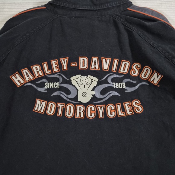 Harley Davidson Black Button Up Heavy Motorcycle Jacket Men's 3XL - Picture 4 of 12